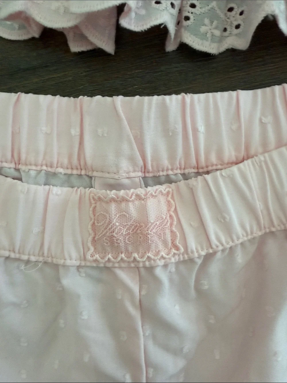 Victoria's Secret Light Pink Eyelet Cotton Sleep Set - Short Sleeve Top & Shorts - Picture 4 of 6